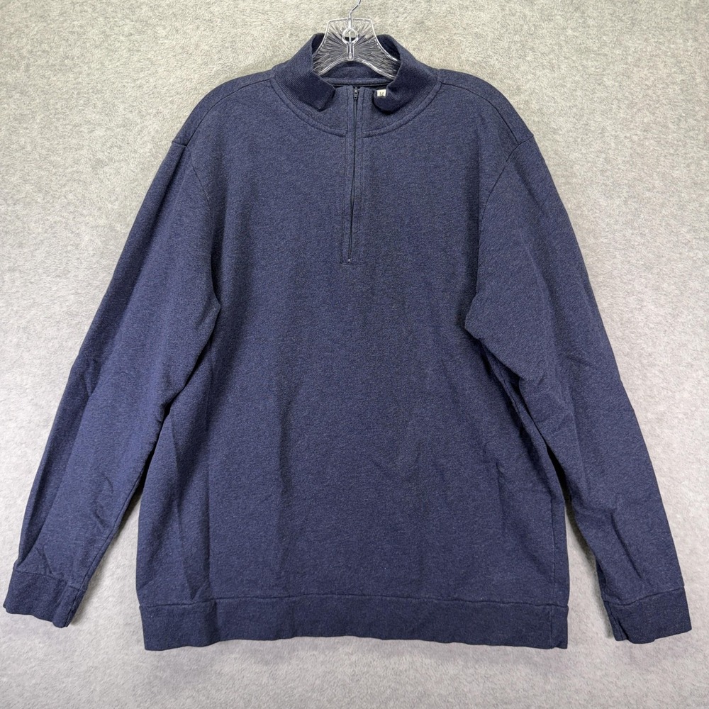 Criquet Sweatshirt Mens XL Blue 1/4 Zip Mock Neck Fleece Pullover Cotton Golf